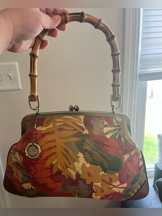 Patricia Nash Handbags - Patricia Nash Vintage-Inspired Bamboo Handle Floral Frame Satchel - Multicolor